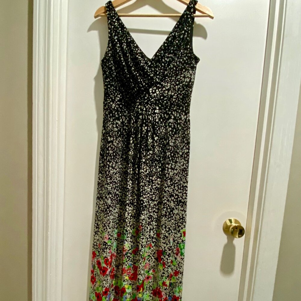 3) Chaps Y2K Babydoll Stretch Cottage Boho Ditsy Floral Top Empire Waist Maxi D…